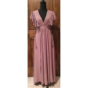 Baltic Born Romantic Dusty Rose Pink Maxi Dress Boho Ethereal Cottagecore Flowy